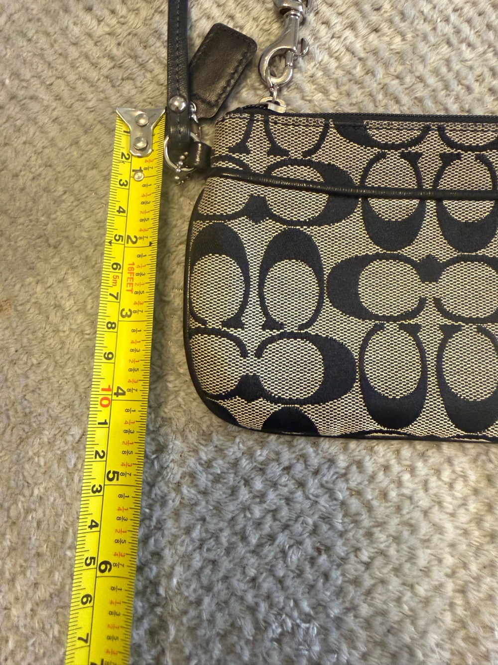 Coach Black and Tan Signature Canvas Wristlet - Picture 3 of 6